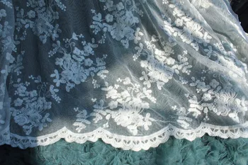 

off white Lace fabric, Embroidered tulle, mesh , Cotton gauze fabric,curtain fabric, scalloped lace fabric