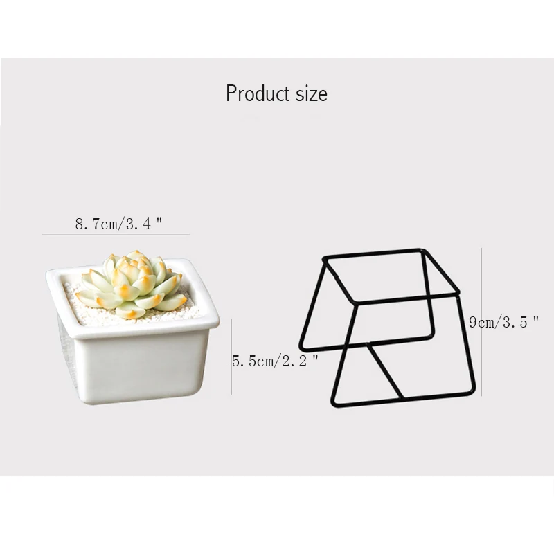 Скандинавский керамический квадратный цветочный горшок суккулентные растения ваза с железная полка настольные ремесла орнамент украшения дома аксессуары Подарки