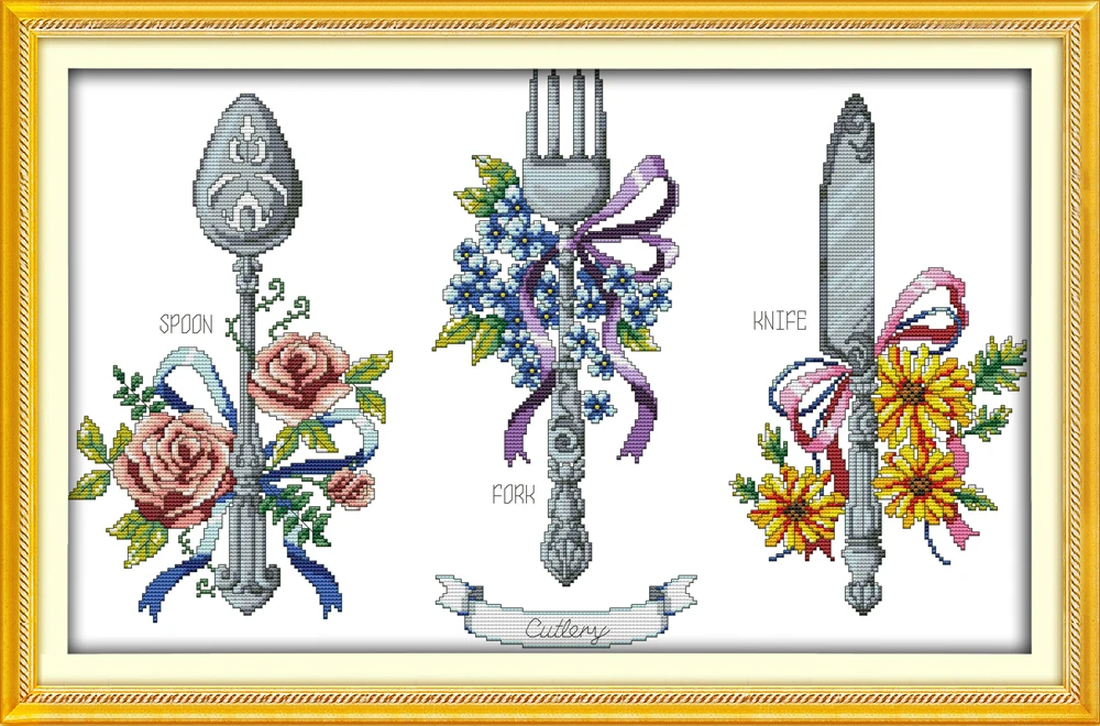 

Tableware Patterns Printed Home And Kitchen Decoration Embroidery Floss Cross Stitch Fabric Chinese Cross Stitch Kits Printed