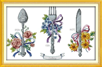 

Tableware Patterns Printed Home And Kitchen Decoration Embroidery Floss Cross Stitch Fabric Chinese Cross Stitch Kits Printed
