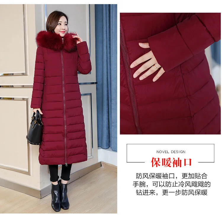 Большой размер, модная женская длинная куртка выше колена, Плотная хлопковая стеганая куртка, модное плотное пальто, M-4XL