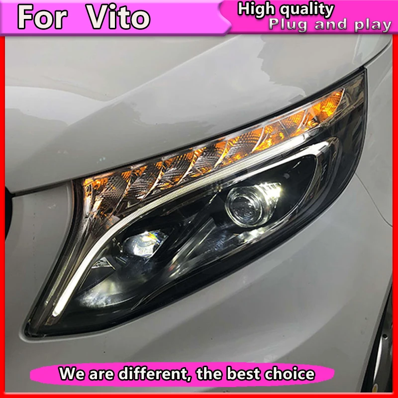 Car Styling for Benz vito headlights 2017 For head lamp led DRL Bi-LED Lens Double Beam high low beam LED | Автомобили и