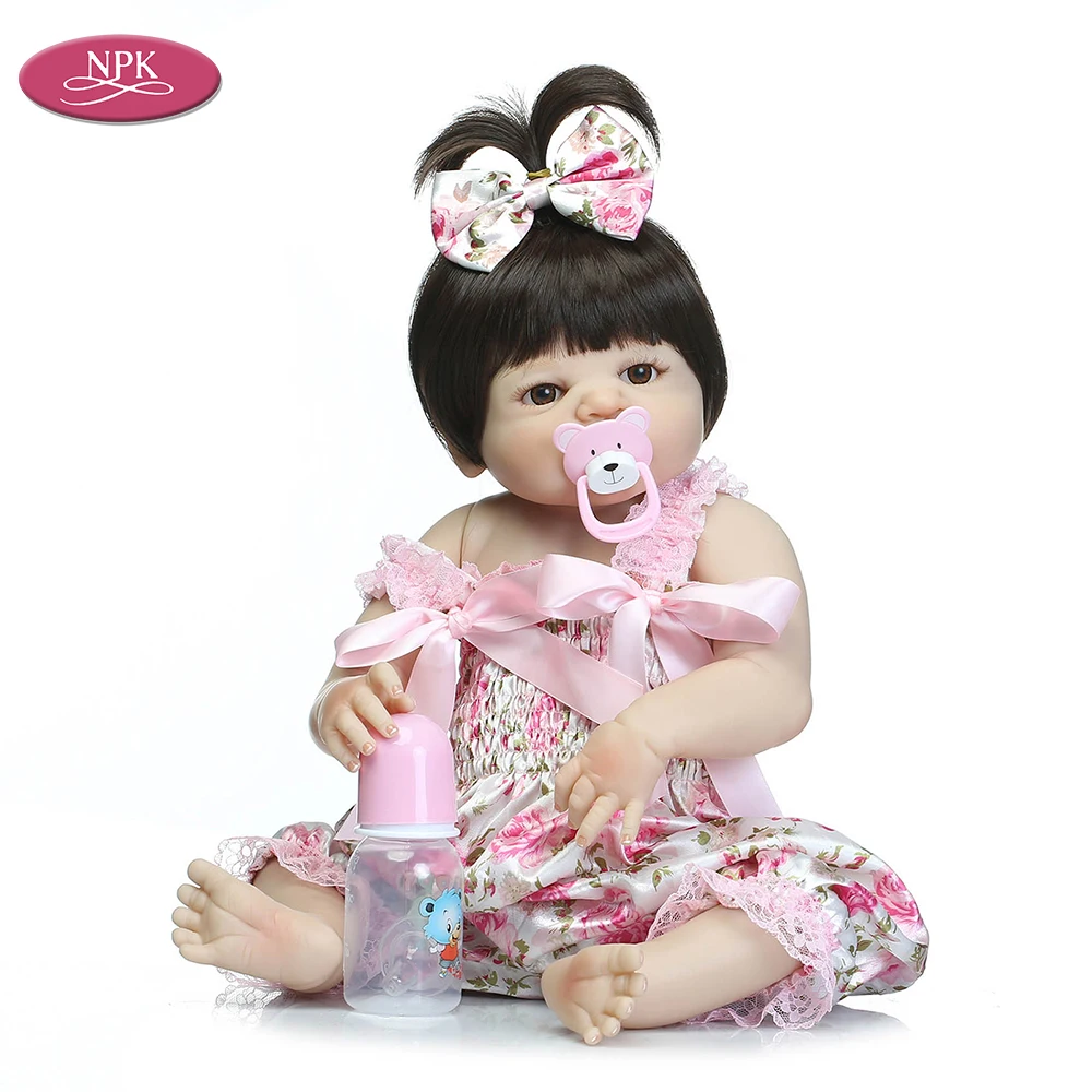 

NPK 22" Full Silicone Adora Lifelike Toddler Baby Bonecas Girl Kid Doll Bebe Reborn Menina Com Corpo De Silicone Toys For Kids