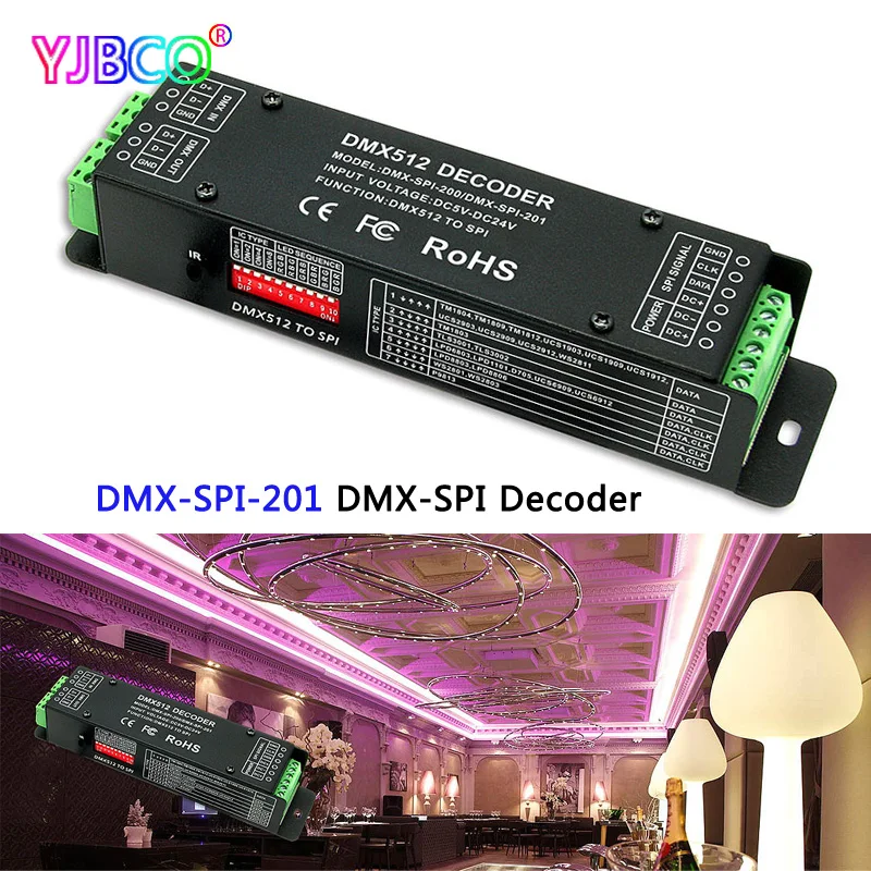 

led DMX-SPI Decoder;DMX-SPI-201;DMX 512 digital Signal to SPI(TTL) Signal for LPD6803 WS2801 2812 WS2811 IC Pixel strip