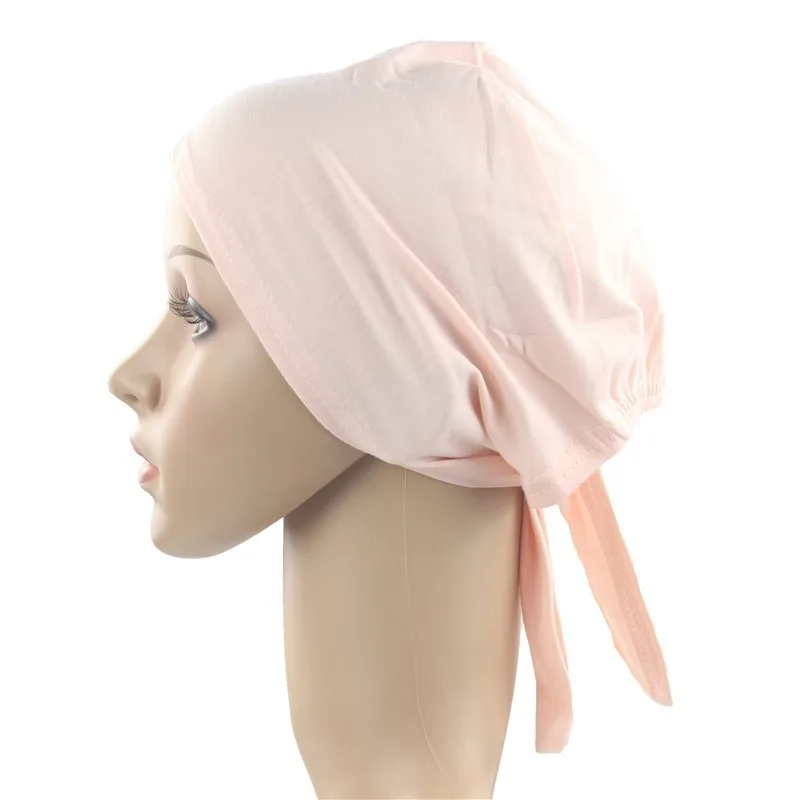 Мусульманская шапочка под хиджаб шапка головной убор мягкая хлопок эластичная с поясом противоскользящая - Цвет: Beige