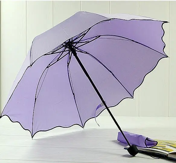 Для женщин Зонт от дождя 4 складной женский Зонты Ручка удобные сильно бренд принцесса ремесло 86 см Открытый путешествия - Цвет: Light Purple