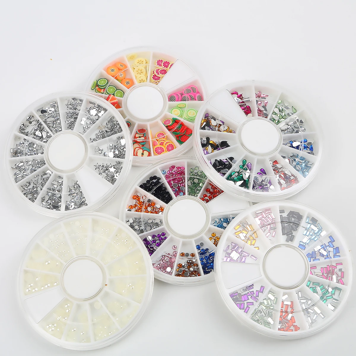 

Mix Color Box set AB Color Pearl Nail Rhinestone Small Irregular Loose Beads Manicure 3D Nail Art Decoration Wheel Accessories