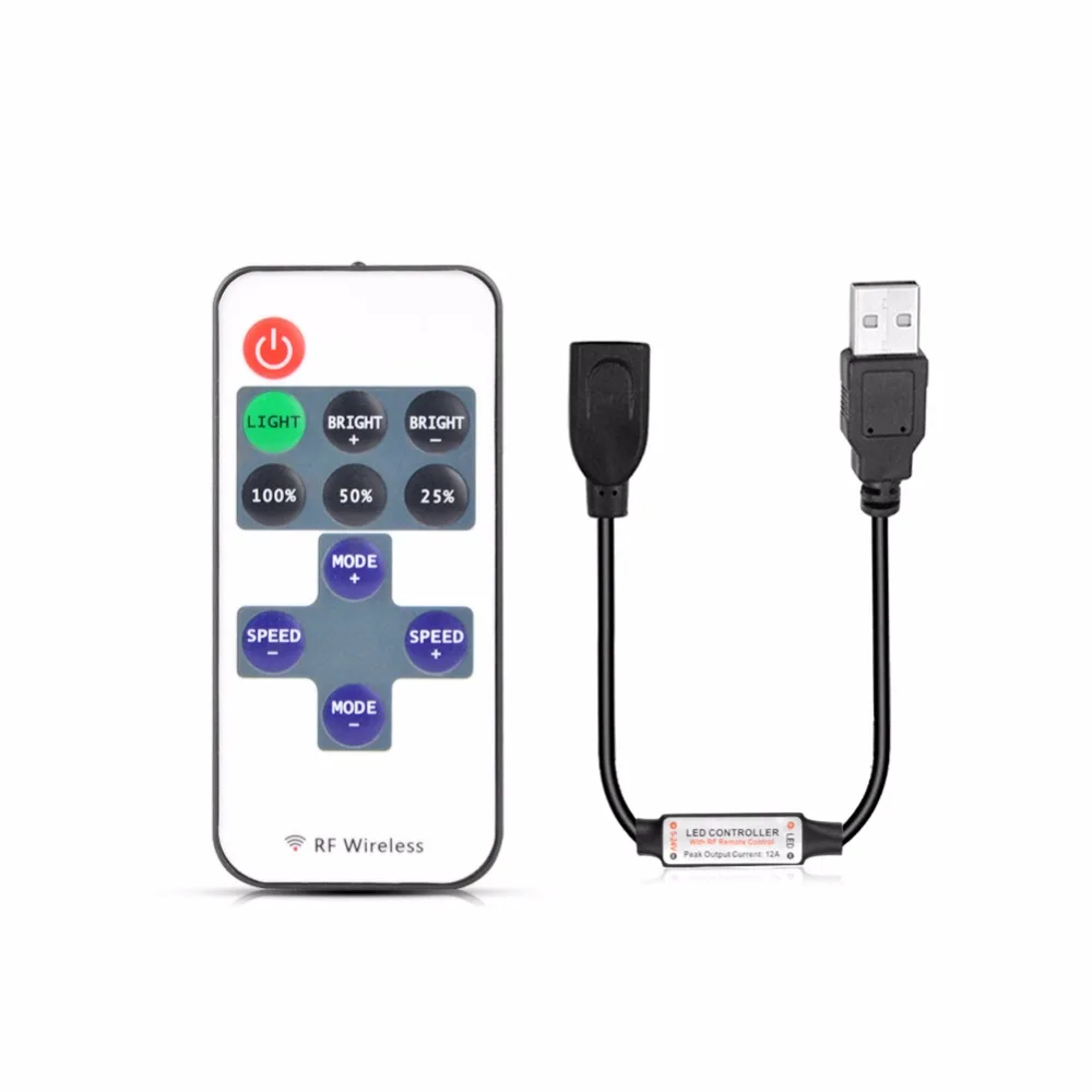 

Dimmer Controller For USB LED Strip Light DC 5V -24V Dimmable Remote RF Controller For Single Color LED Tape 2835 5050