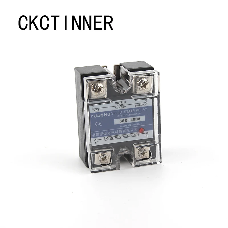 Ckctinner 1 шт. твердотельные реле SSR-25DA 25A SSR-10DA SSR-25DA SSR-40DA 5-24VDC до 24-380V AC SSR 25DA, 6-20mA