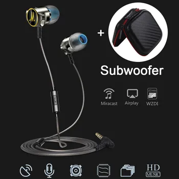 

HIFI Earphone Headphone D06 Housing Headset HD HiFi Headphones With Mic Headsets Foldable free Headphone bag