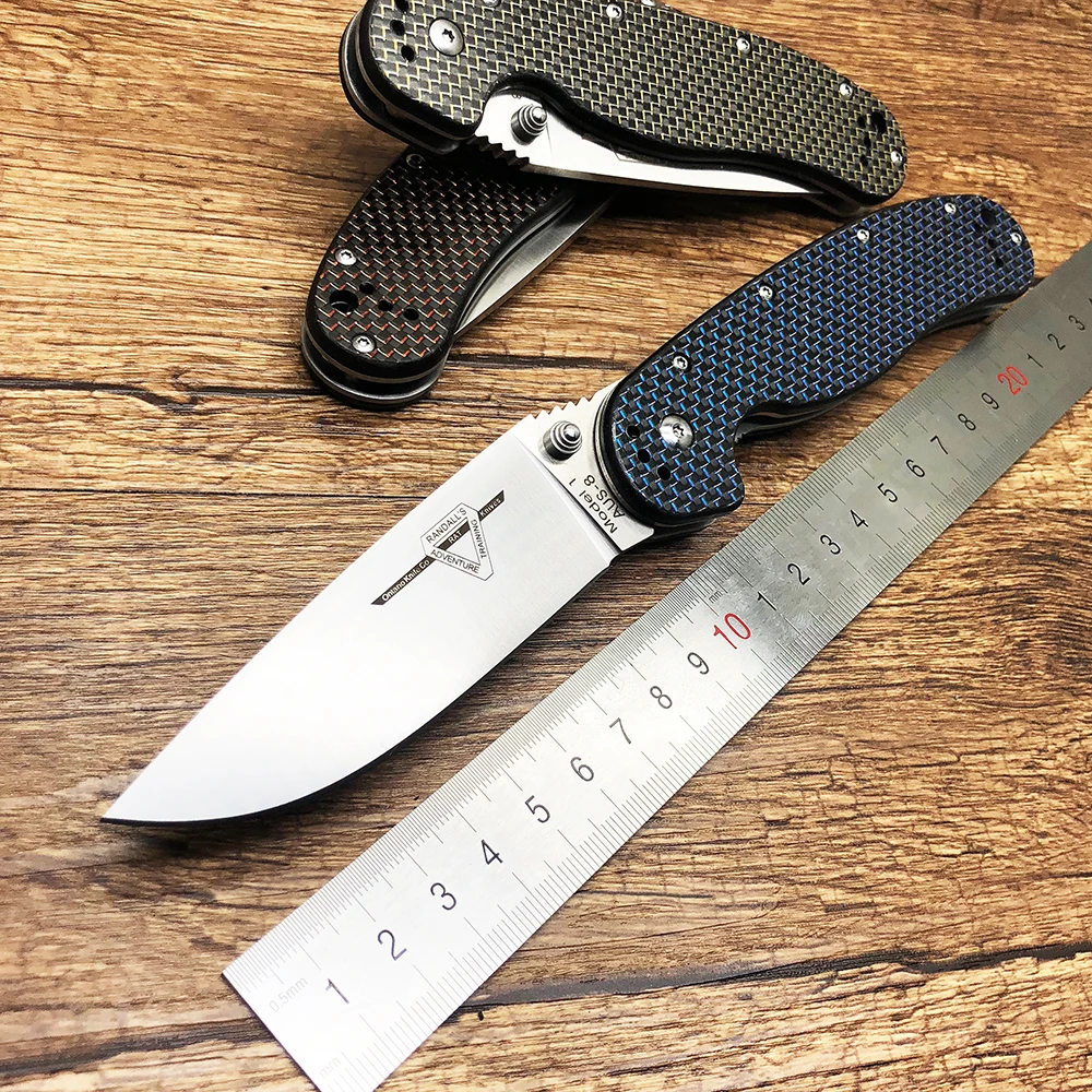 

ZZSQ RAT-1 Survival Hunting Folding Knife With AUS-8 Blade Carbon Fiber Handle Sand Light Surface Outdoor Pocket Tactical Knives