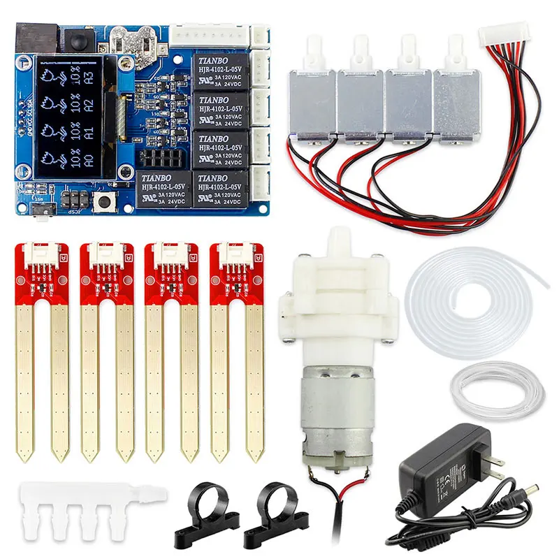 Elecrow New Version Automatic Smart Plant Watering Kit for Arduino Electronic DIY Water Pump Kit Soil Moisture Sensor Module Kit