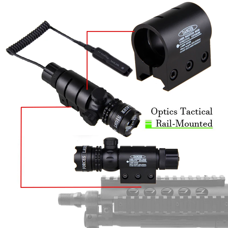 Montagem a Laser Interruptor de Pressão Caça Tático Ponto Verde Mira Laser Rifle Arma Escopo 20mm Airsoftsport Ferroviário & Barril Montagem 11 Esporte e Lazer