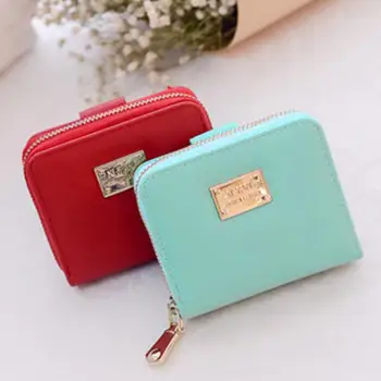 

Fashion 5 Colors PU Leather Women Short Wallet Credit ID Card Holder Female Coin Purses Holder Small Money Zipper Wallets