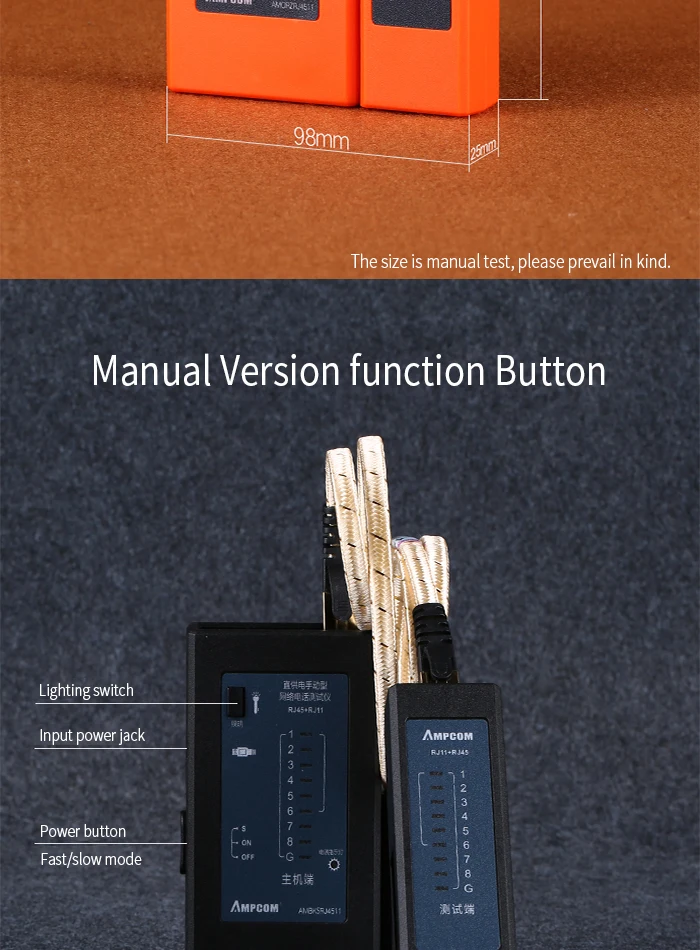 Ampcom ручная версия оранжевый сетевой кабель Тесты er детектор RJ45 RJ11 RJ12 Cat6 Cat5 Lan Ethernet кабель провод Тесты инструмент
