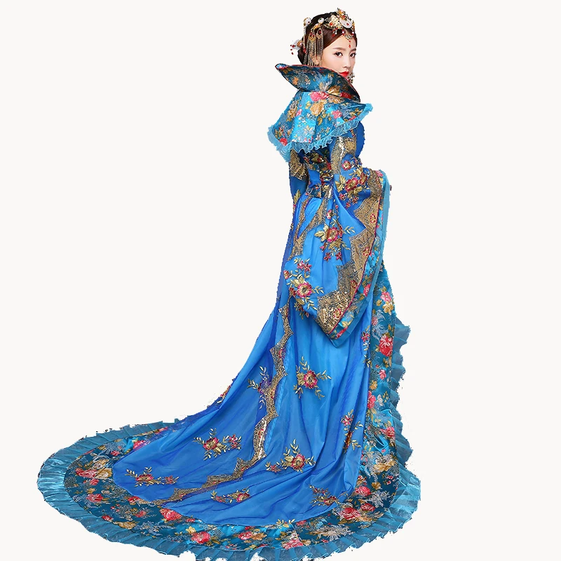 

New Designer New Women Noble Draggle-tail Dress queen of the tang dynasty princess clothing Chinese ancient perform costums