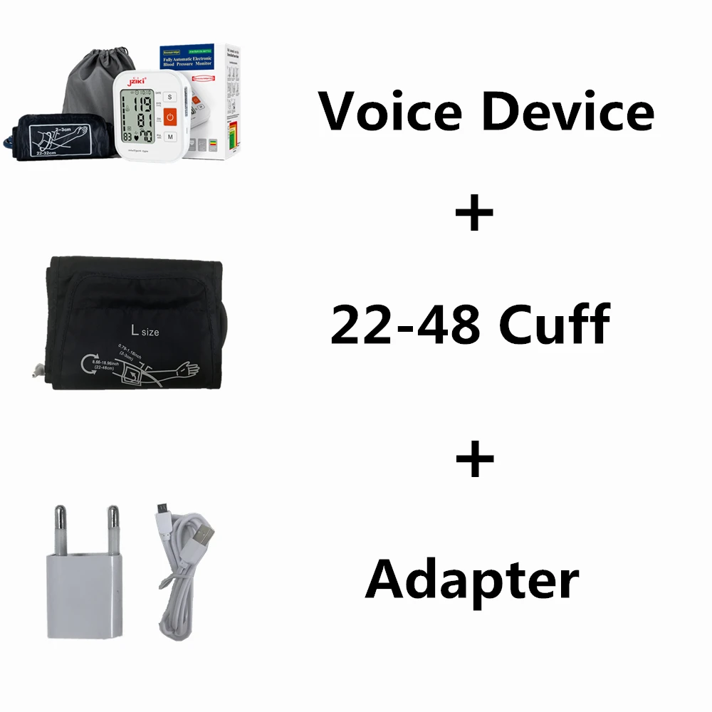 voice22-48cm cuff Цифровой тонометр JZIKI для измерения артериального давления, тонометр, портативный медицинский прибор для измерения артериального давления, тонометр, сфигмоманометр - Цвет: voice22-48cm cuff