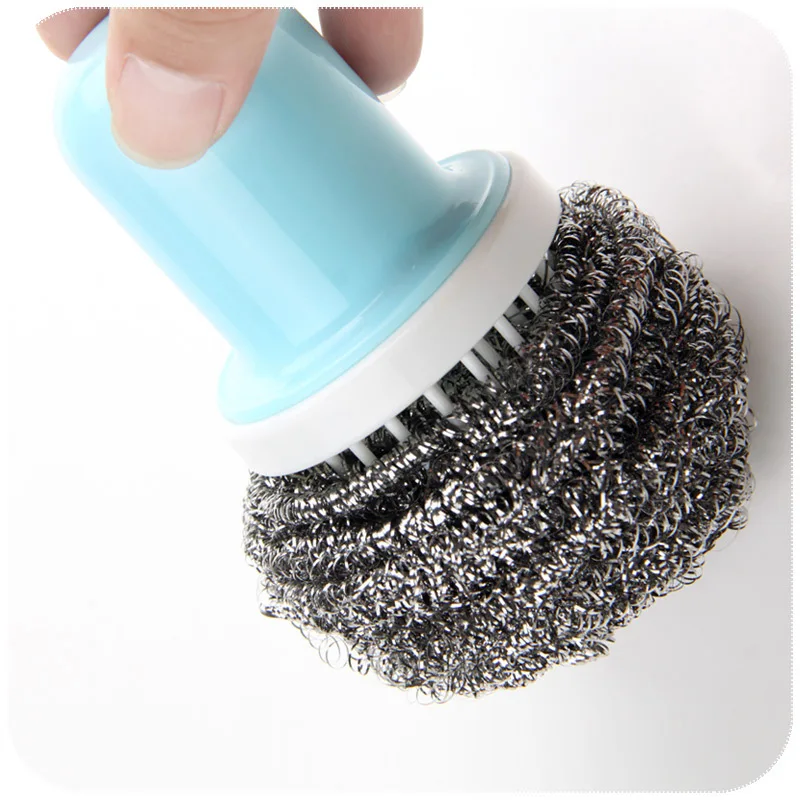 Mini Scourer Japanese Style With Handle Steel Wire Ball Brush Pot
