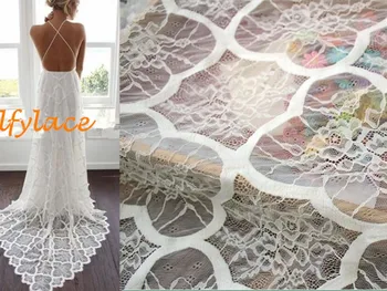 

new style fashion wedding dress material DIY sewing top grade elegant off whtie french Chantilly lace fabric