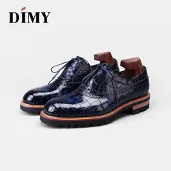 DIMY/2019 Мужская обувь; оксфорды; Новинка; крокодиловая обувь в британском стиле; дышащая удобная кожаная деловая обувь