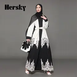 Малайзия большой Размеры S-5XL мусульманских открытым Абаи платье исламский кафтан Для женщин кружева Абаи s турецкий женский кардиган