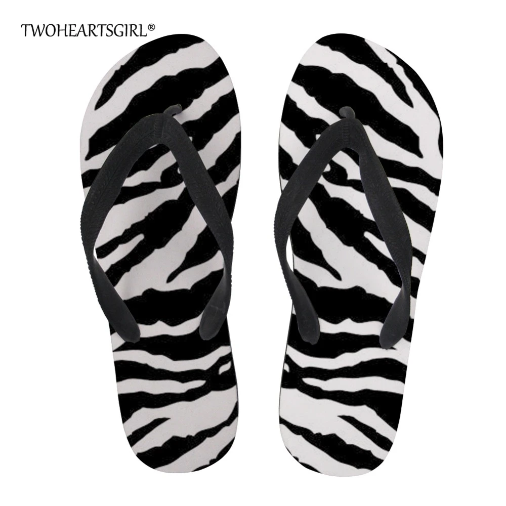 Twoheartsgirl chanclas con estampado de cebra rayas para hombre, planas de verano playa, chanclas de masaje personalizadas|Chancletas| - AliExpress