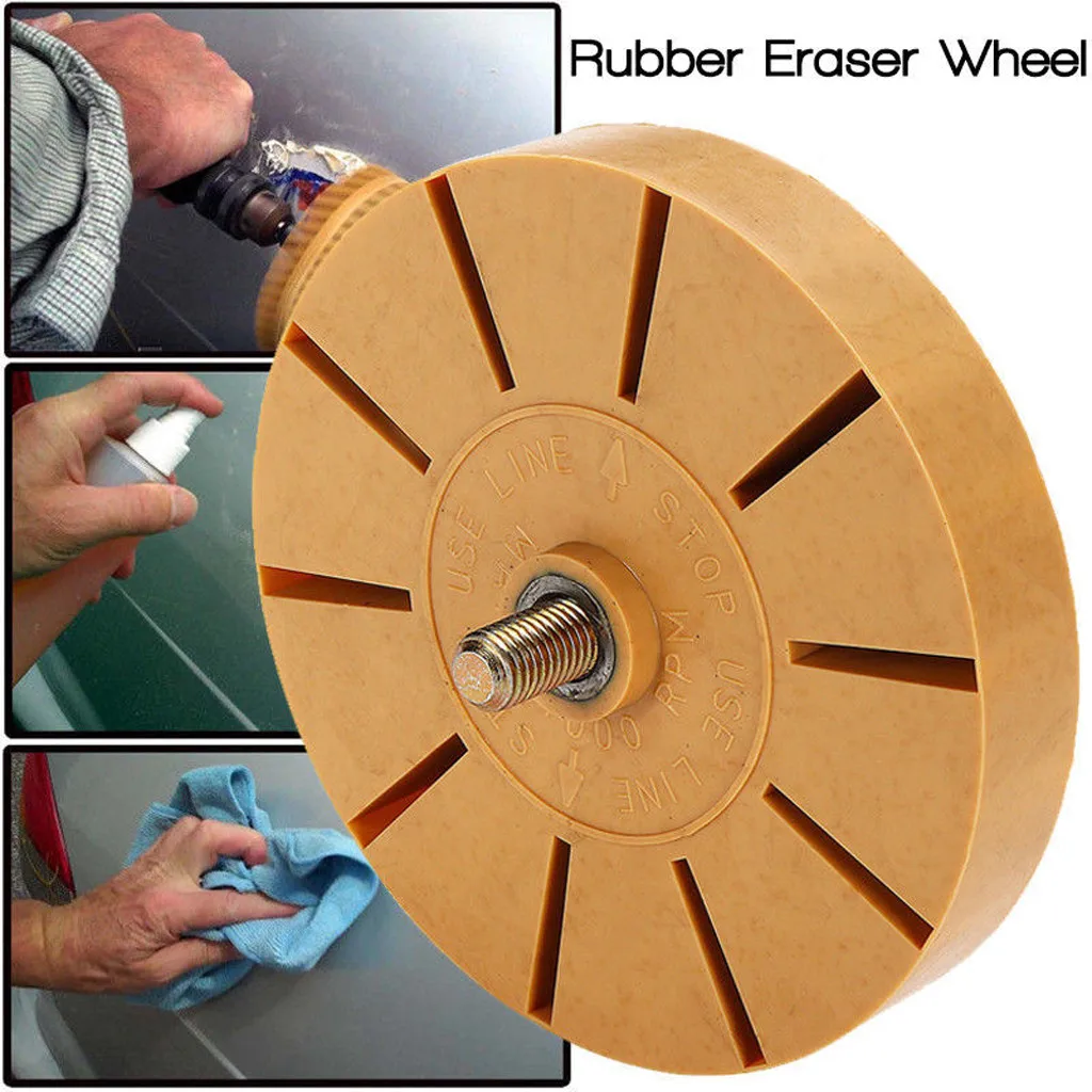 

100mm Universal Rubber Eraser Wheel For Remove Car Glue Adhesive Sticker Pinstripe Decal Graphic Auto Repair Paint Tool
