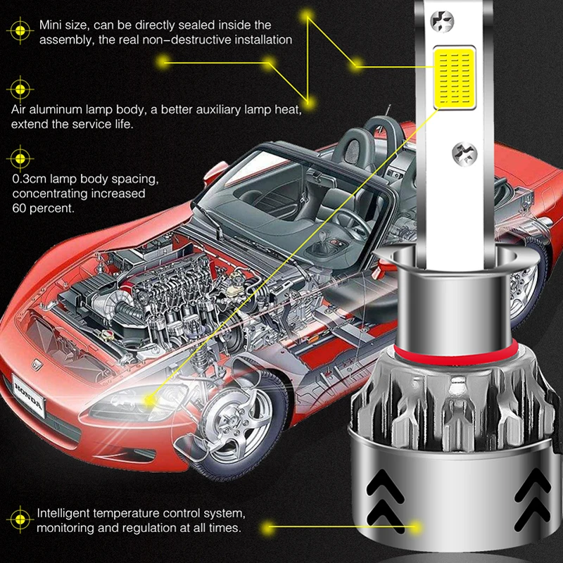 

Vehemo H1 Front Lamp Car Accessories LED Fog Light Universal Replacement Light Bulbs Lighting Assembly for Headlamp White Light