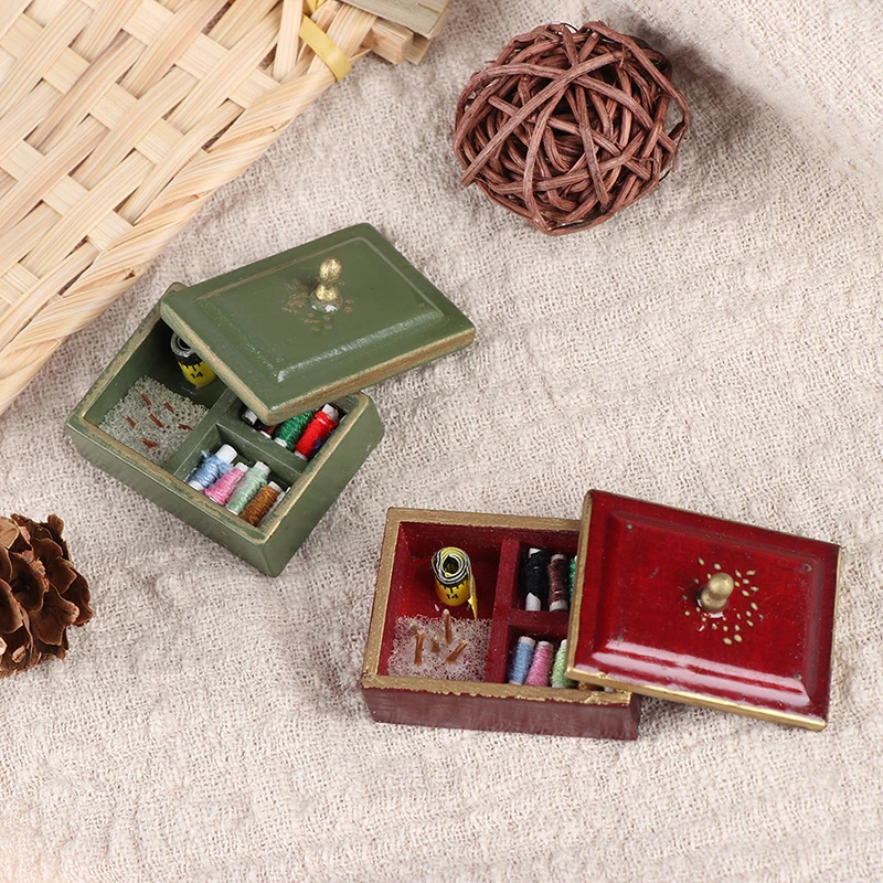 Sewing Box Miniatures Dollhouse Accessories Dollhouse Decoration