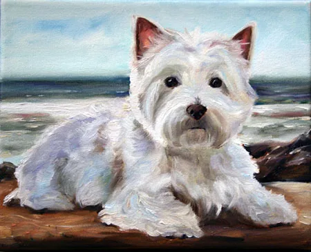 TOP dog art painting--West Highland White Terrier dog OIL painting---100% handpainted art -- accept custom dog painting TOP dog art painting--West Highland White Terrier dog OIL painting---100% handpainted art -- accept custom dog painting