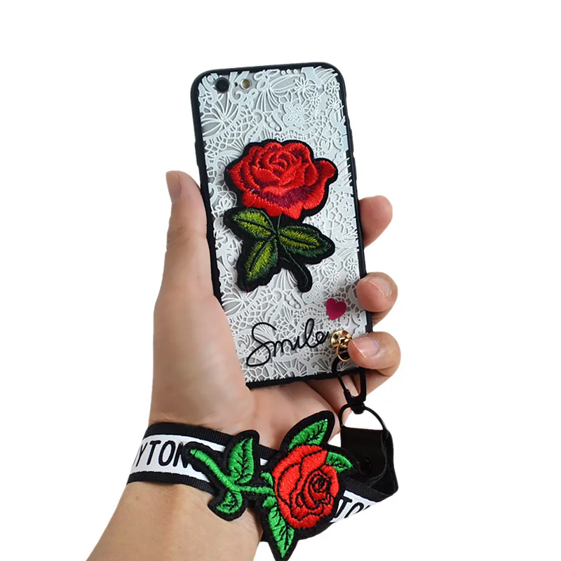 Embroidery Rose Case For Vivo X9 Plus X20 Y79 Cover Capa Coque Retro 3d Whit Wrist Strap | Мобильные телефоны и