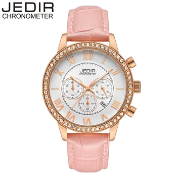 

JEDIR Fashion Quartz Watch Women Chronograph Auto Date Wristwatch 24 hours Clock Dress Ladies Watch Business Montre Femme 6002
