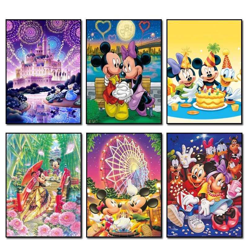

Mickey Mouse 20x25cm New Full Area Highlight Diamond Needlework Diy Diamond Painting Kit 3D Diamond Cross Stitch Embroidery