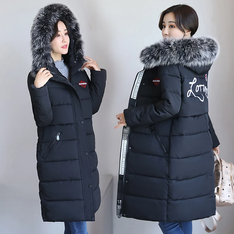 Noir De gris army Green Fourrure Nouveau Épaississement Grande Col Taille Femmes Long Manteau Grand Coréenne E2DWIH9