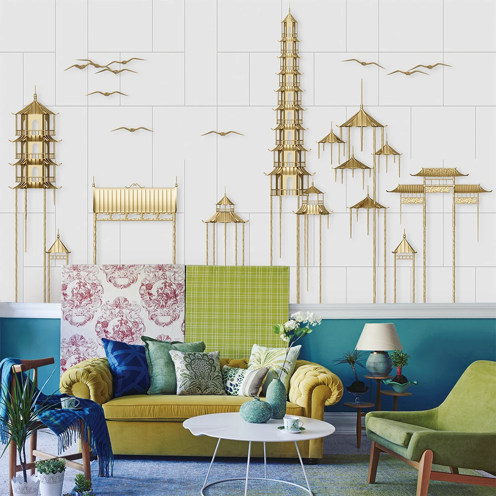 Custom 3d wallpaper modern minimalist metal wrought iron architecture embossed background wall - silk waterproof material Custom 3d wallpaper modern minimalist metal wrought iron architecture embossed background wall - silk waterproof material