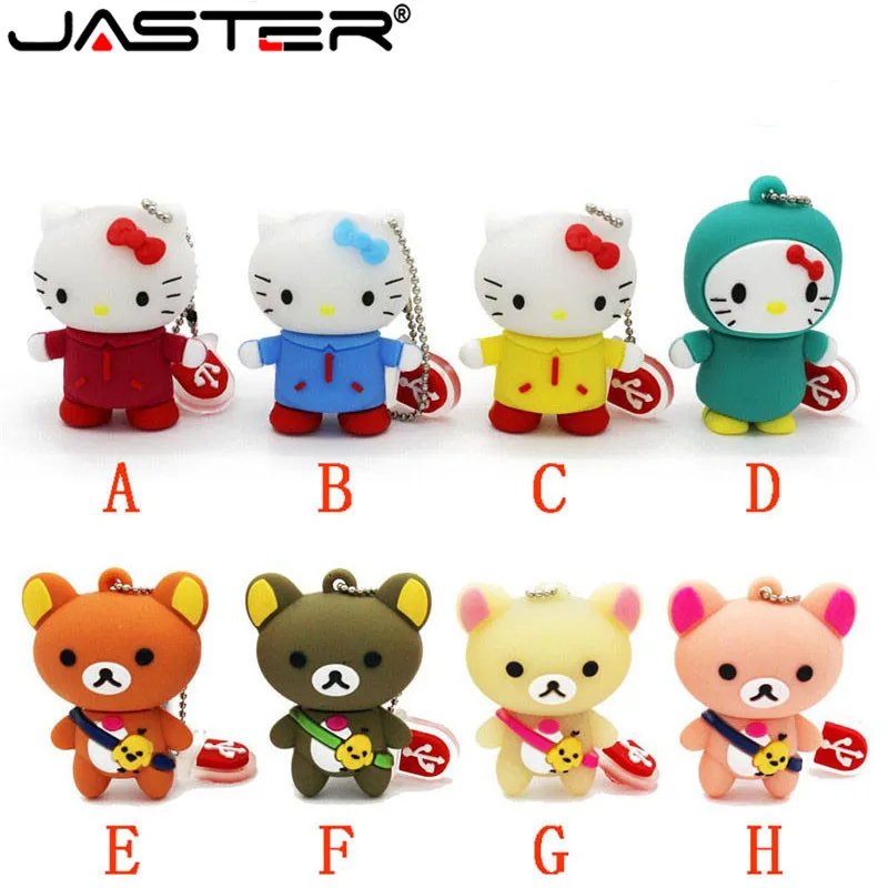 

JASTER Bears hello kitty usb flash drive animal pendrive 4gb 8gb 16gb 32gb 64GB pen drive USB 2.0 flash Memory Stick keychain