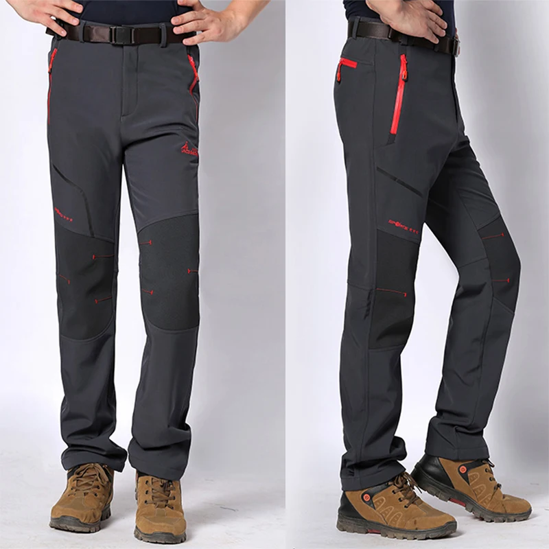 Invierno Trekking Pantalones Hombre impermeable Sofshell pantalones al aire libre de los hombres térmica caliente deportes senderismo Camping montaña pantalones para hombre