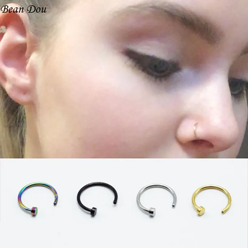 2pieces fashion fake nose rings studs 8mm stainless steel silver gold