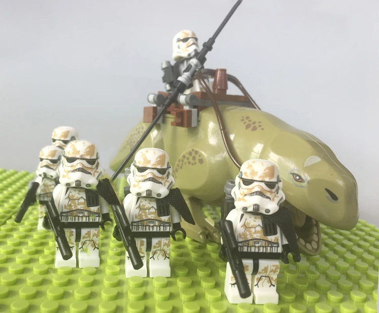 

BRAND NEW STAR WARS 6PCS Sandtrooper + 1PCS Rancor or DEWBACK Compatible Rancor Pit 75005 building blocks bricks toys
