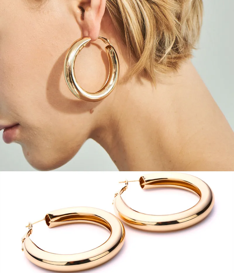 Trendy Elegant Created Big Simulated Long Hoop Earrings Statement