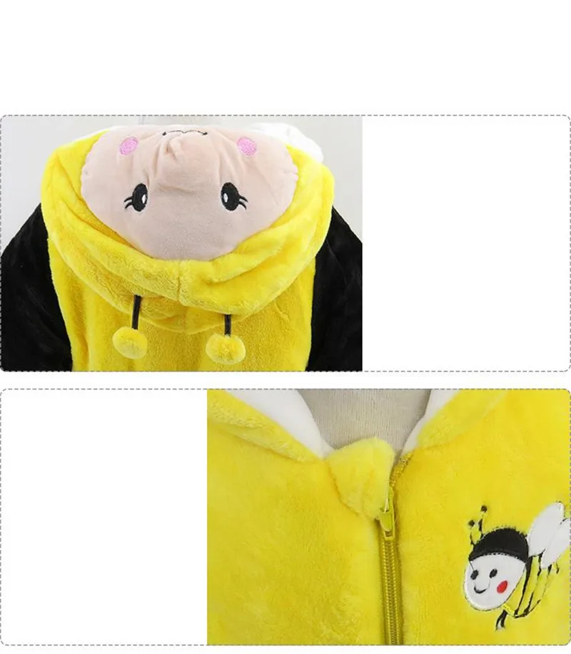 2017 Winter New Thick Flannel Baby Rompers Small Bee Baby Boy&Girl Jumpsuit Children Clothes Newbore Hooded Long Sleeve Bodysuit03