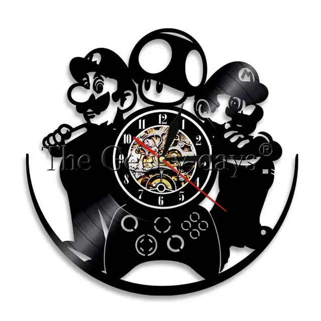 Play Game Characters Theme Wall Clock Gaming Style 3D Decorative Vinyl