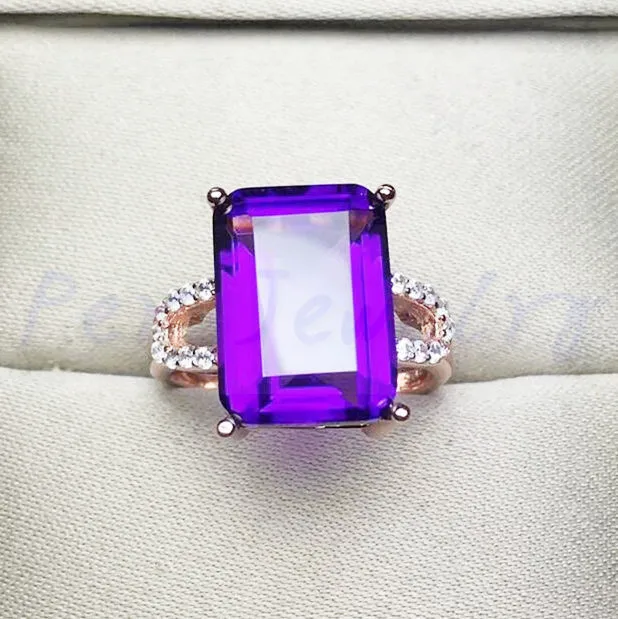 

Natural real amethyst ring Free shipping 925 sterling silver Fine jewelry 7.3ct gemstone For men or women #S1941708