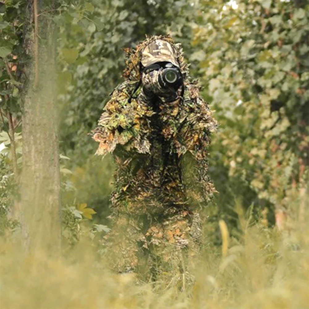 3D Ghillie Suit woodland Tarnanzug Camo Camouflage Kleidung Jagd Einheitsgröße 