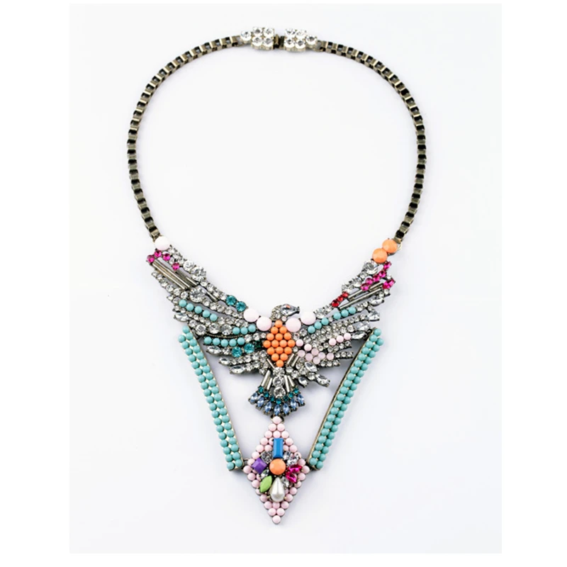 

CirGen Fashion Brand Vintage Collar Eagle Animal Crystal Resin pendant Statement Choker bijoux Necklace Women Jewelry,A51