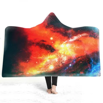 

2019 Printed Hooded Blanket Ultra Soft Wearable Sleeping Blanket Throw Wrap Cloak Winter Warm Manteau For Adult Kids