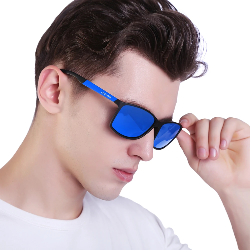 QUESHARK TR90 مرنة إطار الاستقطاب الصيد نظارات Uv400 المشي التخييم التزلج مربع نظارات الرياضة الصيد النظارات الشمسية