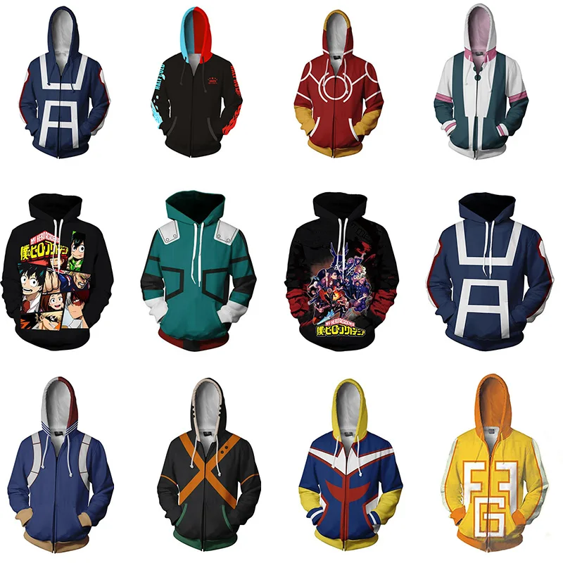 

Anime My Hero Academia hoodies 3D Print Hoodie Sweatshirts todoroki Midoriya Izuku Bakugou Katsuki oversized male tracksuit Coat