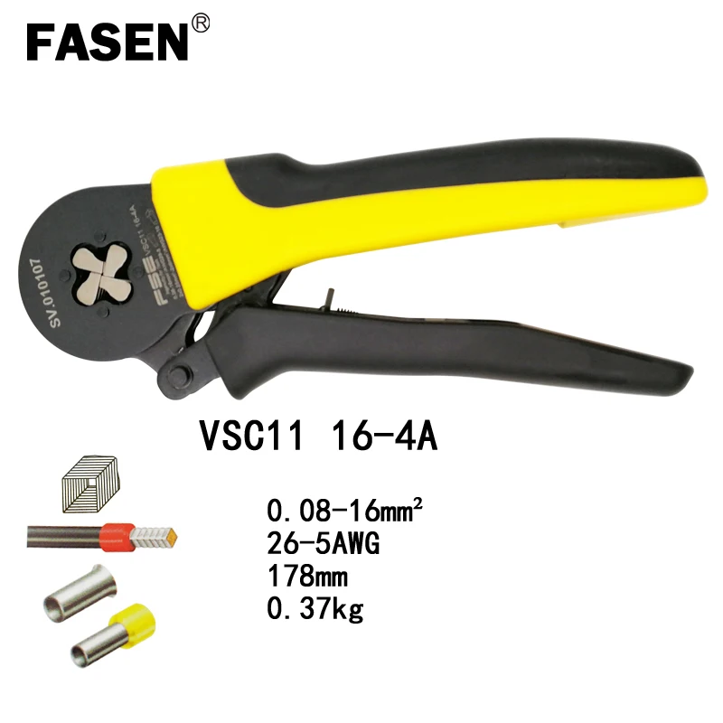 

VSC11 16-4A crimping pliers square 0.08-16mm2 26-5AWG for tube type needle terminal auto adjustment high precision mini tools