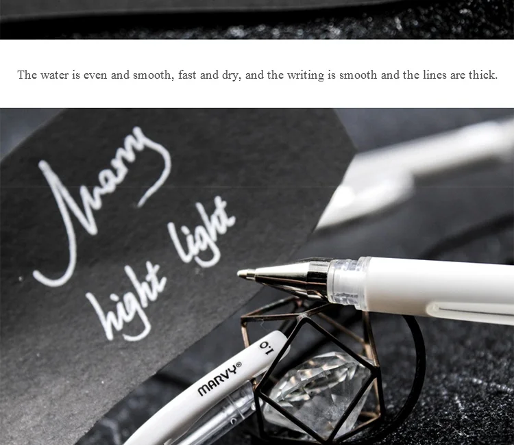 Marvy 920 гелевая ручка с подсветкой в белом цвете, чернила на водной основе, профессиональные гелевые маркеры, ручка 920 для школьных принадлежностей - Цвет: White